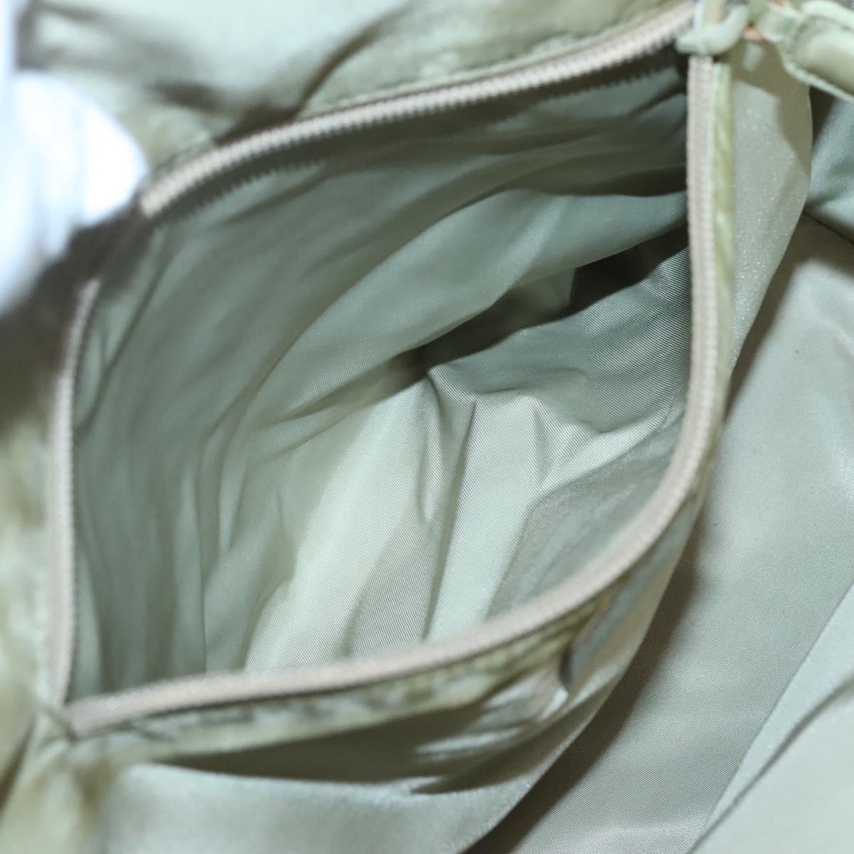 PRADA Tote Bag Nylon Khaki Silver Auth 118637