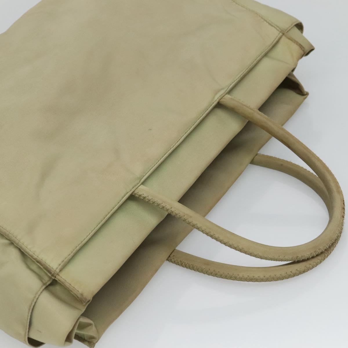 PRADA Tote Bag Nylon Khaki Silver Auth 118637