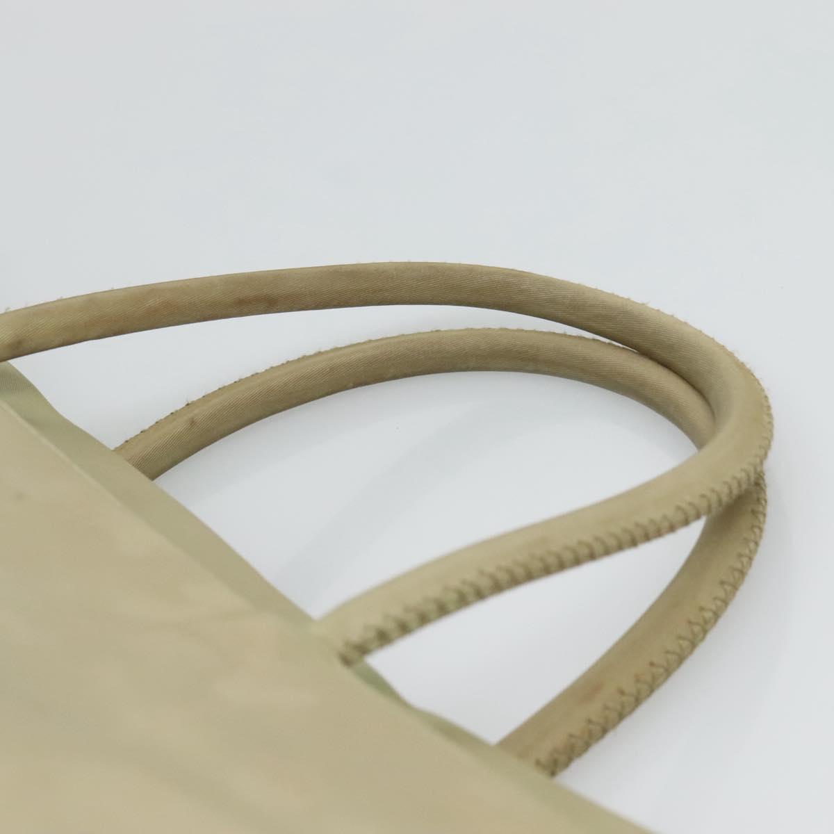 PRADA Tote Bag Nylon Khaki Silver Auth 118637