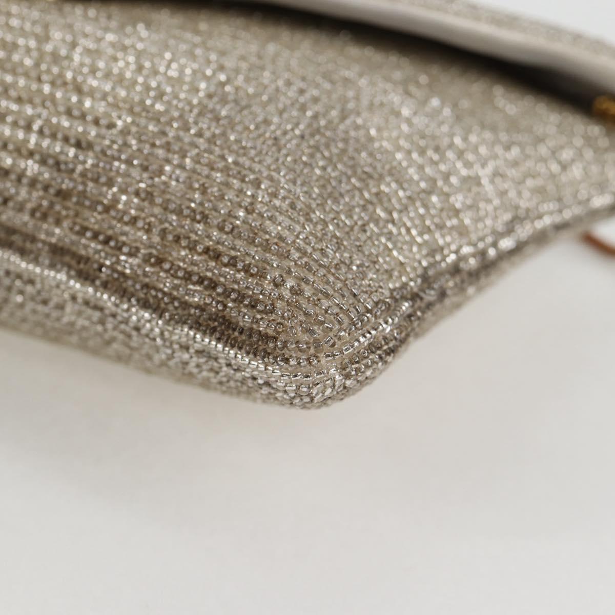 Christian Dior Shoulder Bag beads Silver Auth 118639V