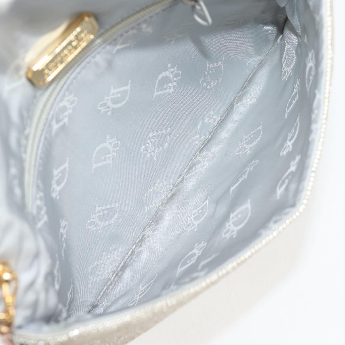 Christian Dior Shoulder Bag beads Silver Auth 118639V