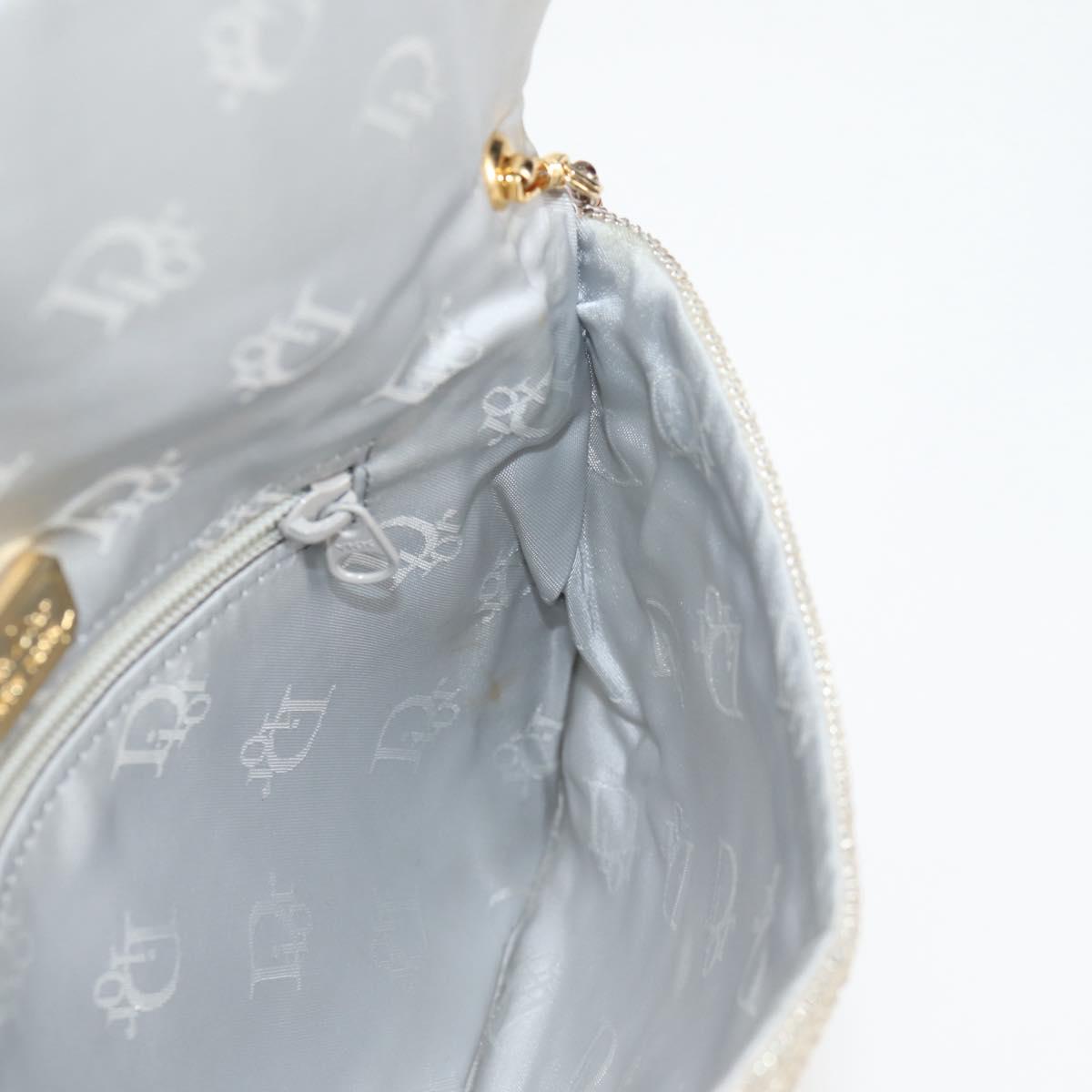Christian Dior Shoulder Bag beads Silver Auth 118639V