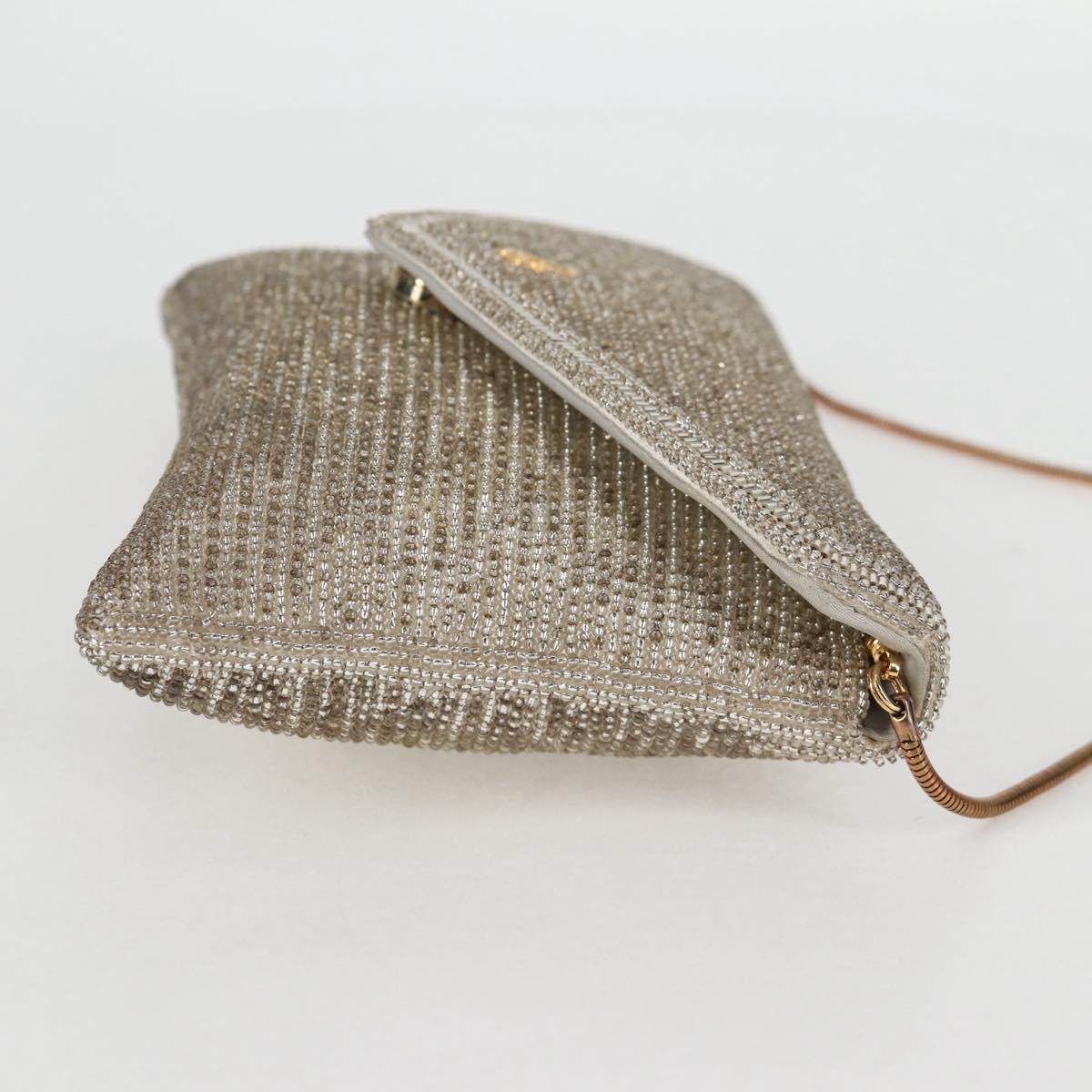 Christian Dior Shoulder Bag beads Silver Auth 118639V