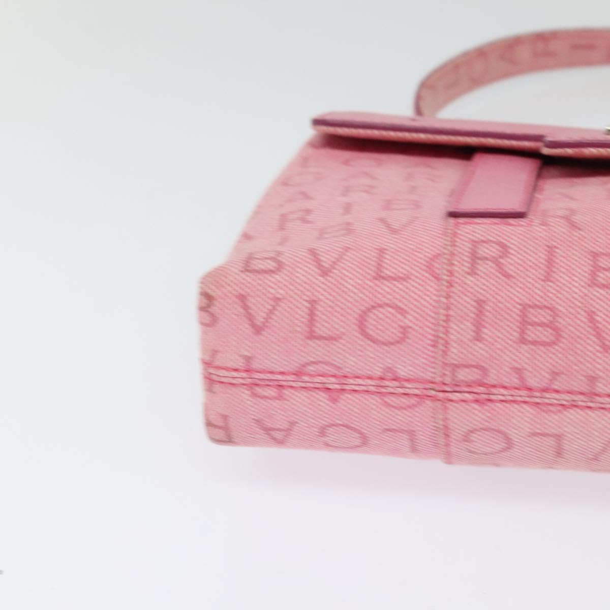 BVLGARI Shoulder Bag Canvas Silver Pink Auth 118640