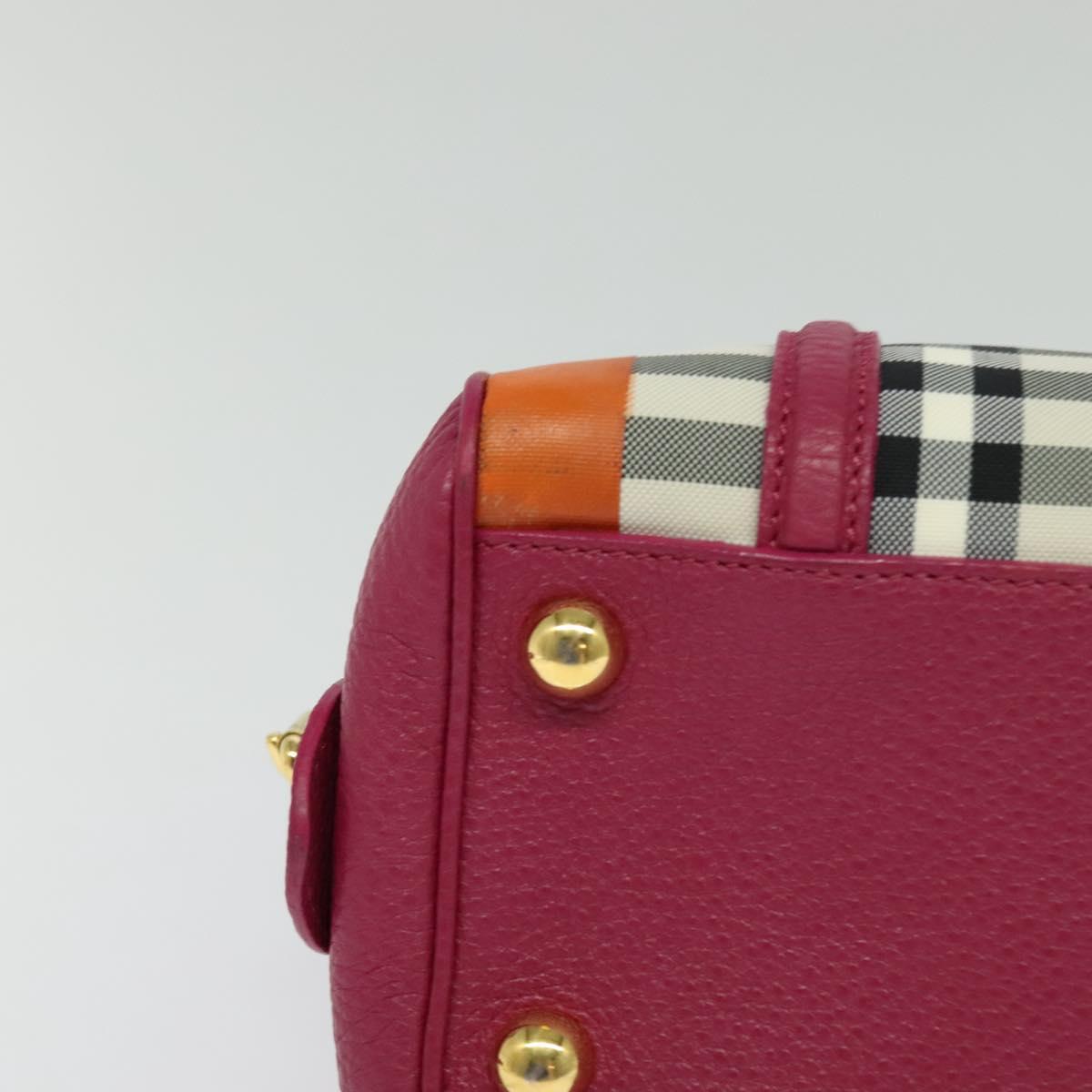 BURBERRY Nova Check Hand Bag Canvas 2way Beige Gold Auth 118645V