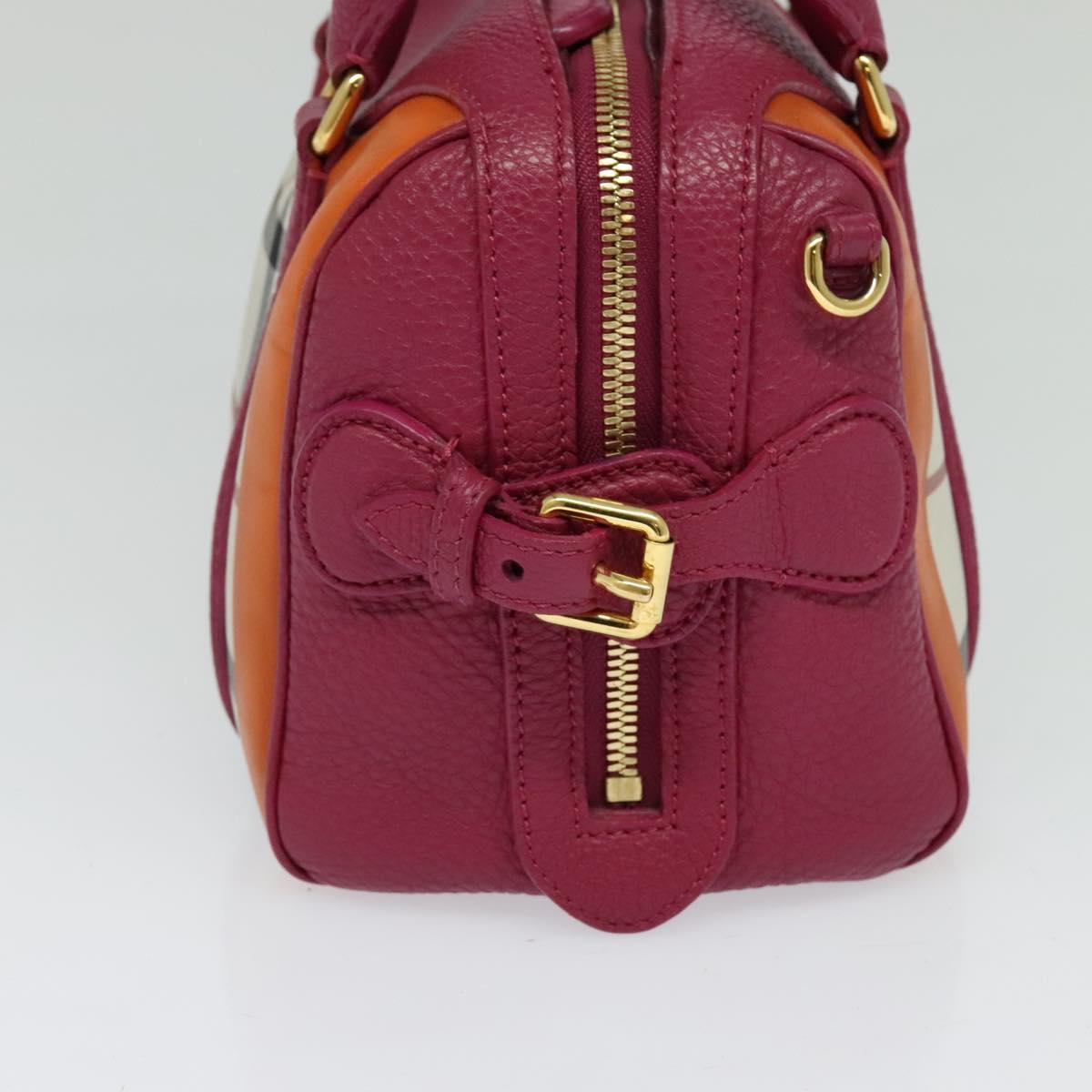 BURBERRY Nova Check Hand Bag Canvas 2way Beige Gold Auth 118645V