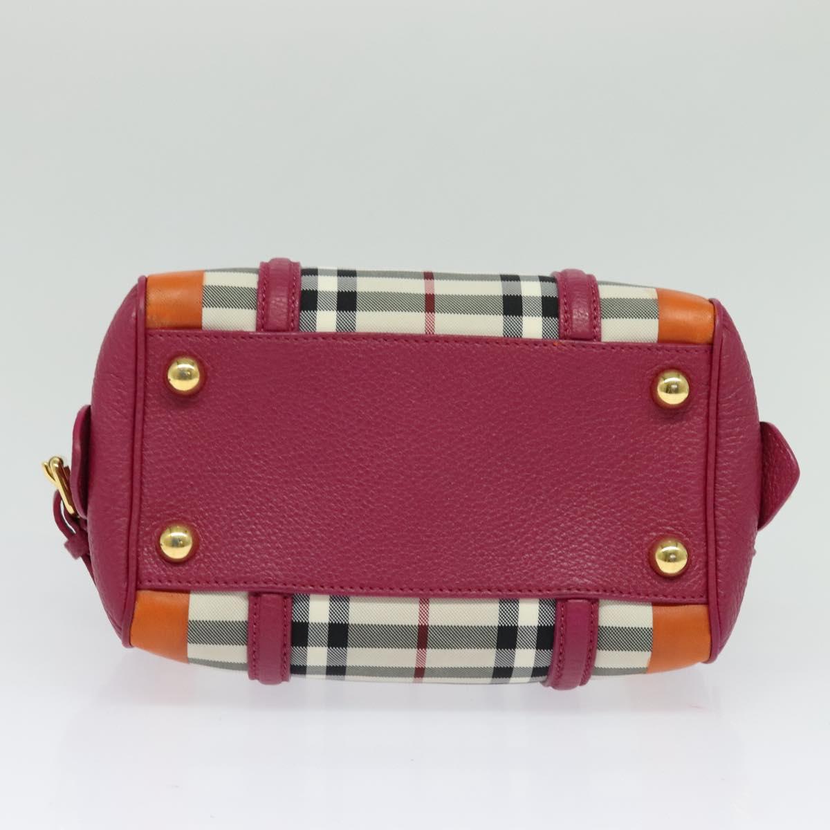 BURBERRY Nova Check Hand Bag Canvas 2way Beige Gold Auth 118645V