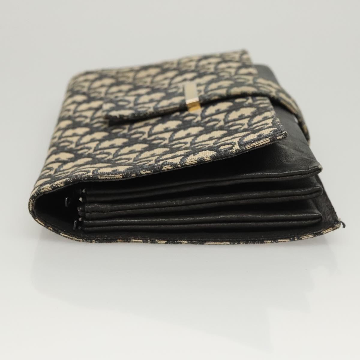 Christian Dior Trotter Canvas Clutch Bag Navy Gold Auth 118646