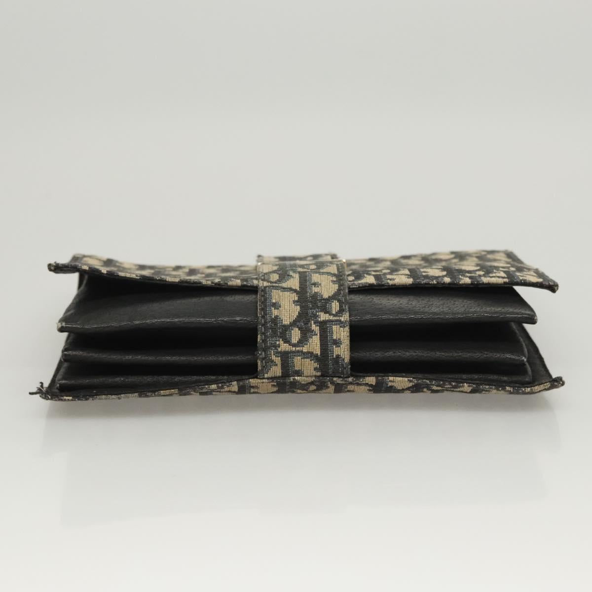 Christian Dior Trotter Canvas Clutch Bag Navy Gold Auth 118646