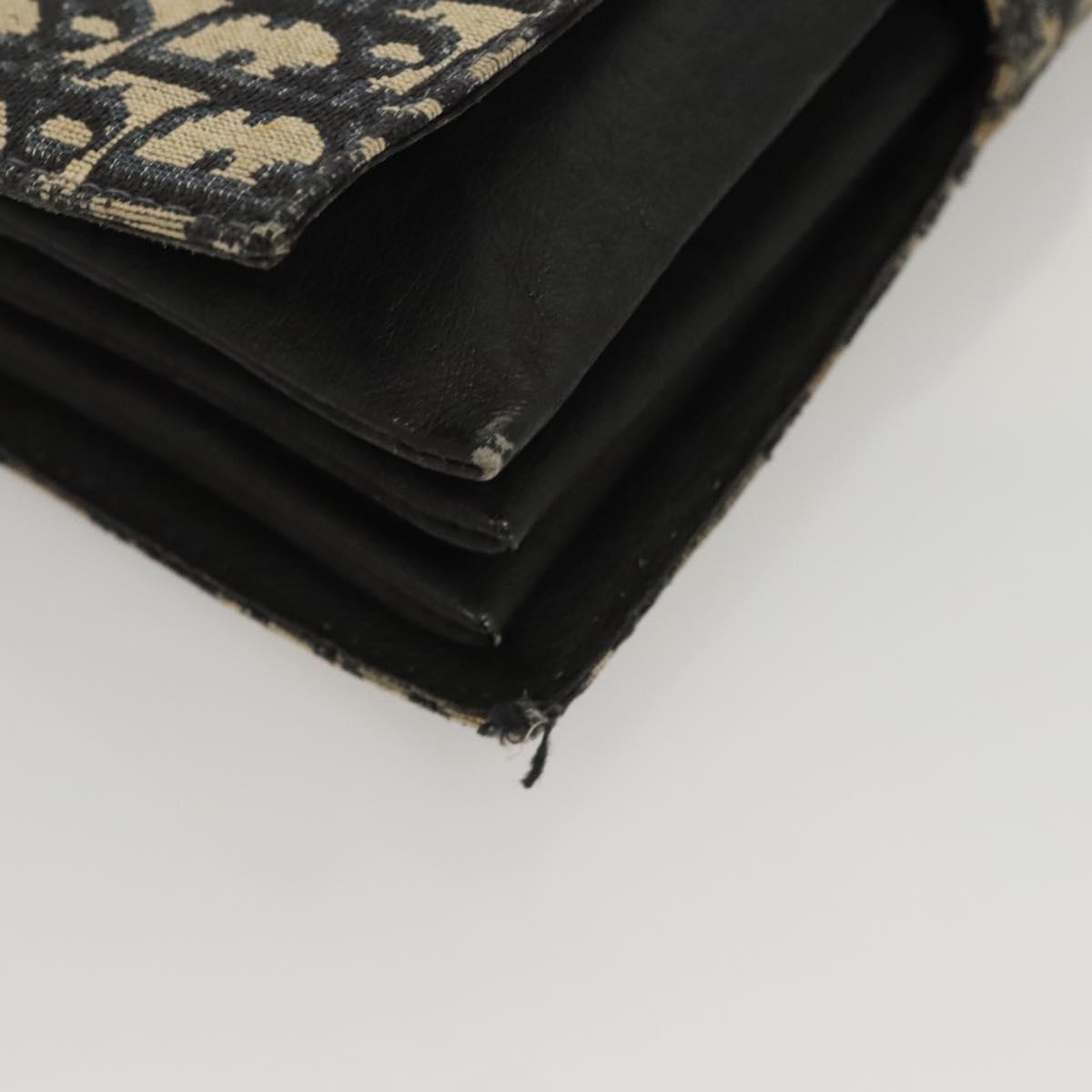 Christian Dior Trotter Canvas Clutch Bag Navy Gold Auth 118646