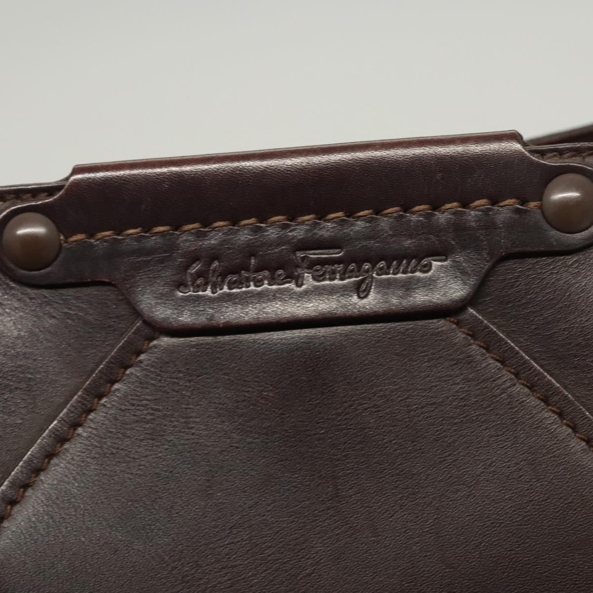 Salvatore Ferragamo Shoulder Bag Leather Brown Auth 118651