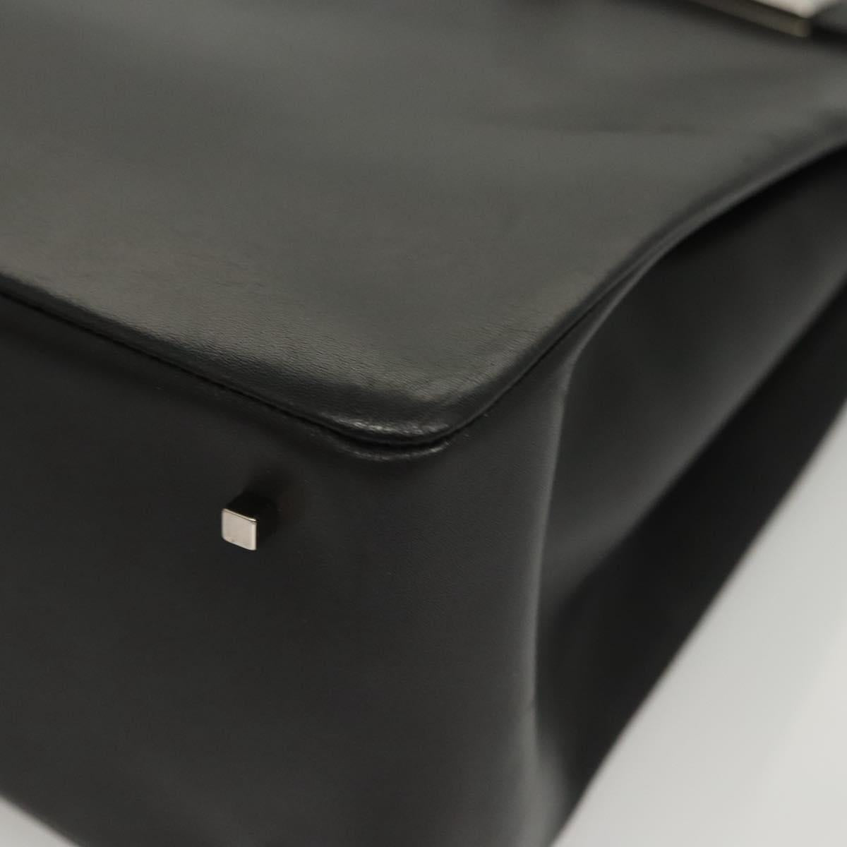 Salvatore Ferragamo Gancini Hand Bag Leather Silver Black Auth 118656