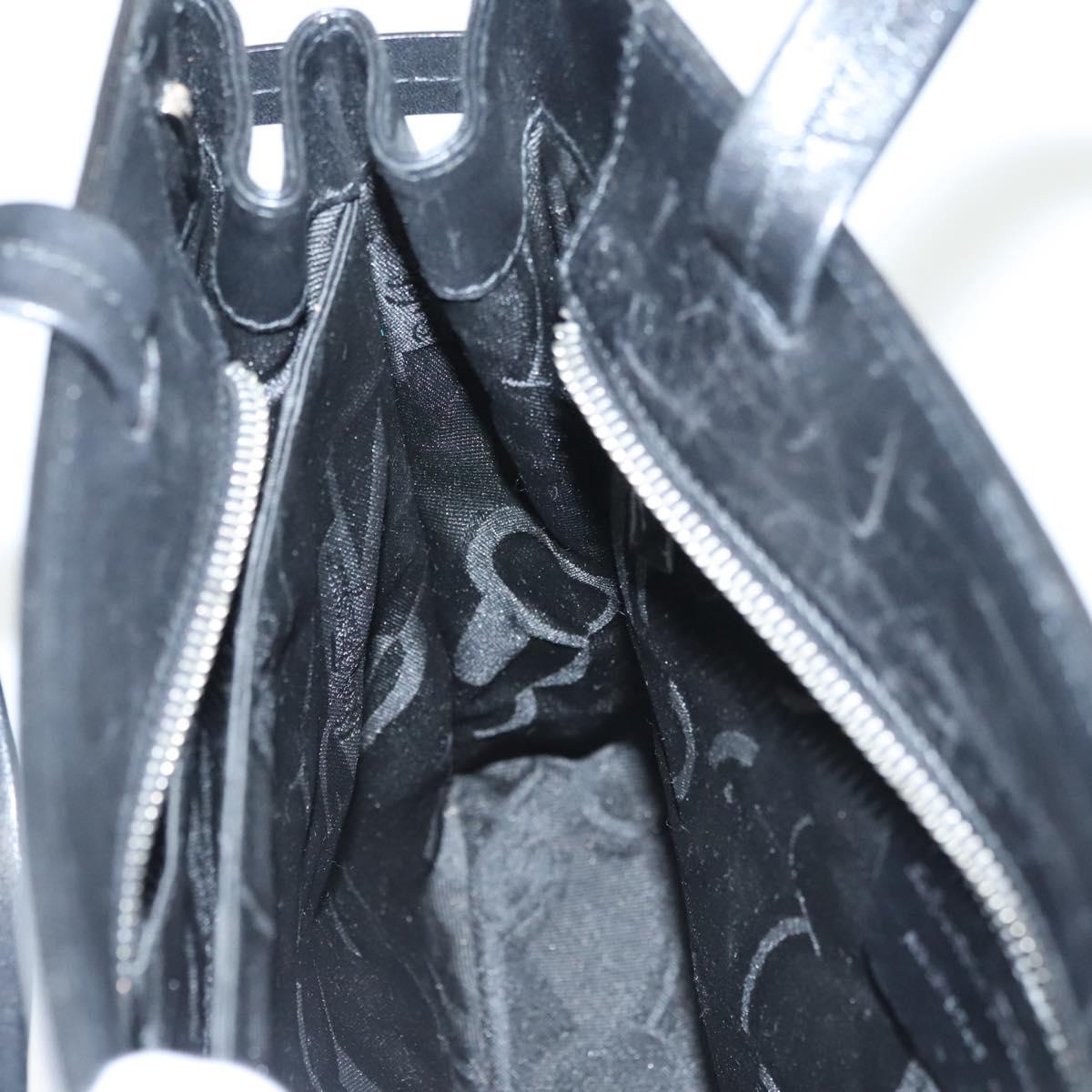 Salvatore Ferragamo Gancini Hand Bag Leather Silver Black Auth 118656