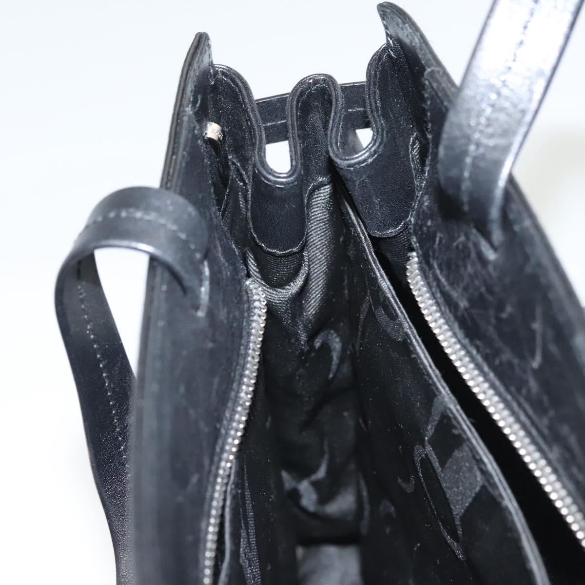 Salvatore Ferragamo Gancini Hand Bag Leather Silver Black Auth 118656