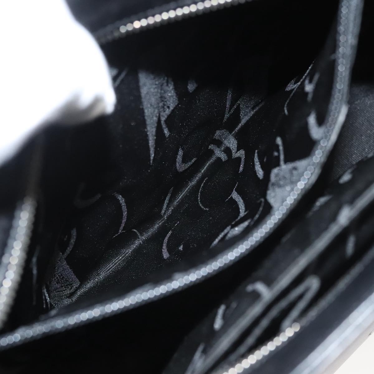 Salvatore Ferragamo Gancini Hand Bag Leather Silver Black Auth 118656