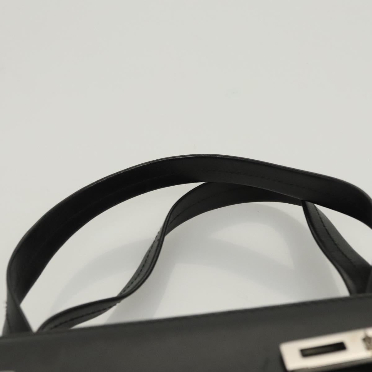 Salvatore Ferragamo Gancini Hand Bag Leather Silver Black Auth 118656