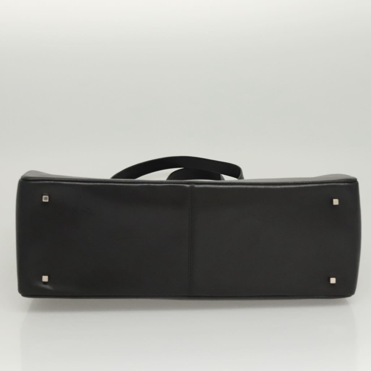Salvatore Ferragamo Gancini Hand Bag Leather Silver Black Auth 118656