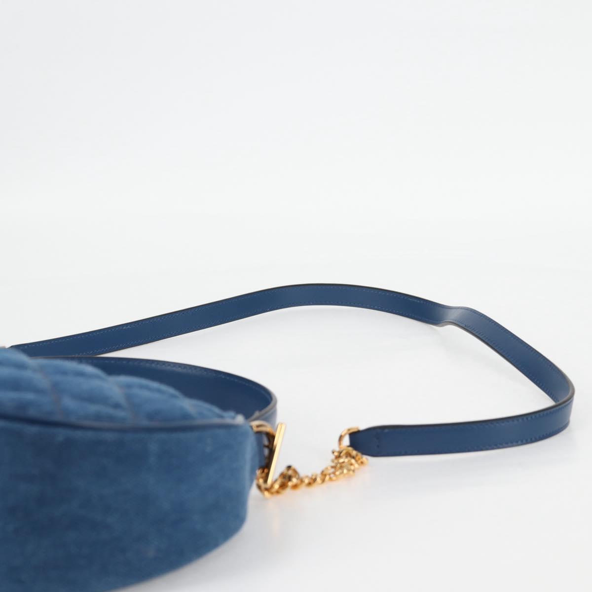 VERSACE Hand Bag Denim 2way Blue Gold Auth 118658M