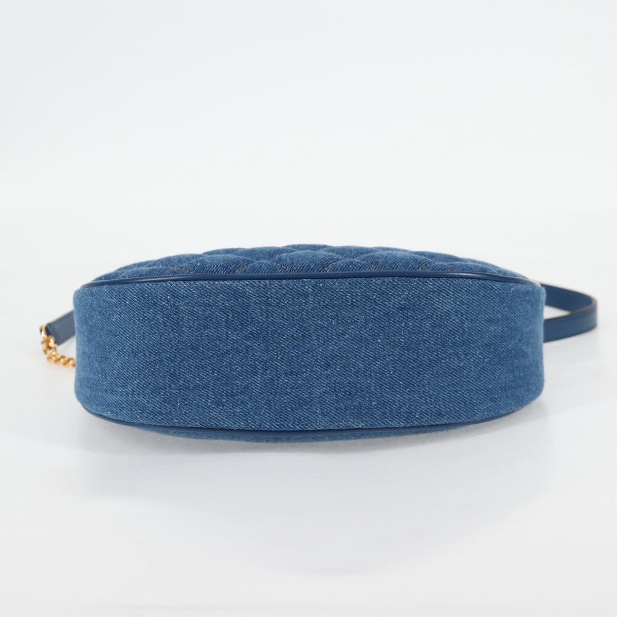 VERSACE Hand Bag Denim 2way Blue Gold Auth 118658M