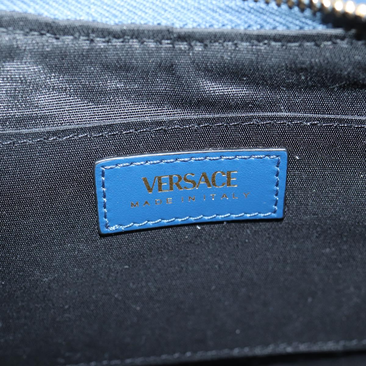 VERSACE Hand Bag Denim 2way Blue Gold Auth 118658M