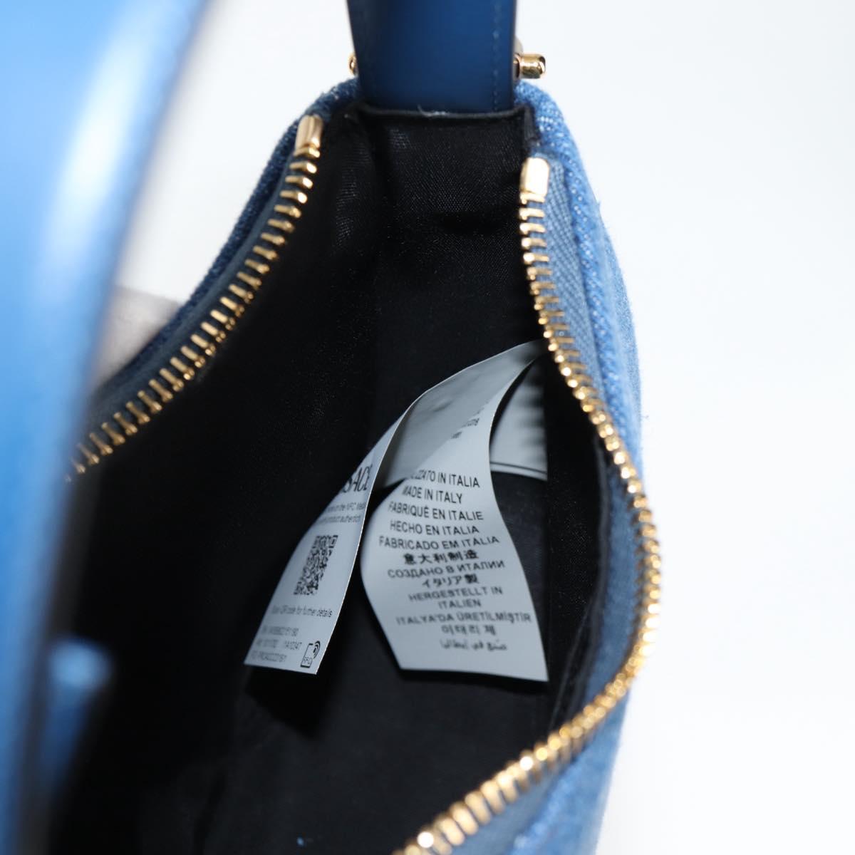 VERSACE Hand Bag Denim 2way Blue Gold Auth 118658M