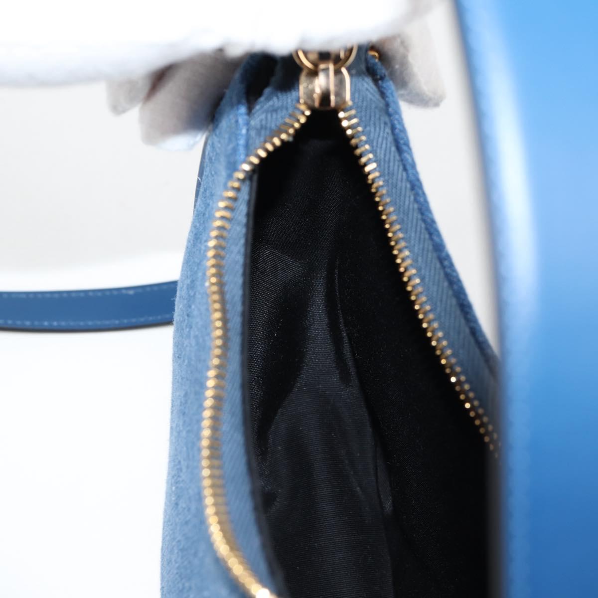 VERSACE Hand Bag Denim 2way Blue Gold Auth 118658M