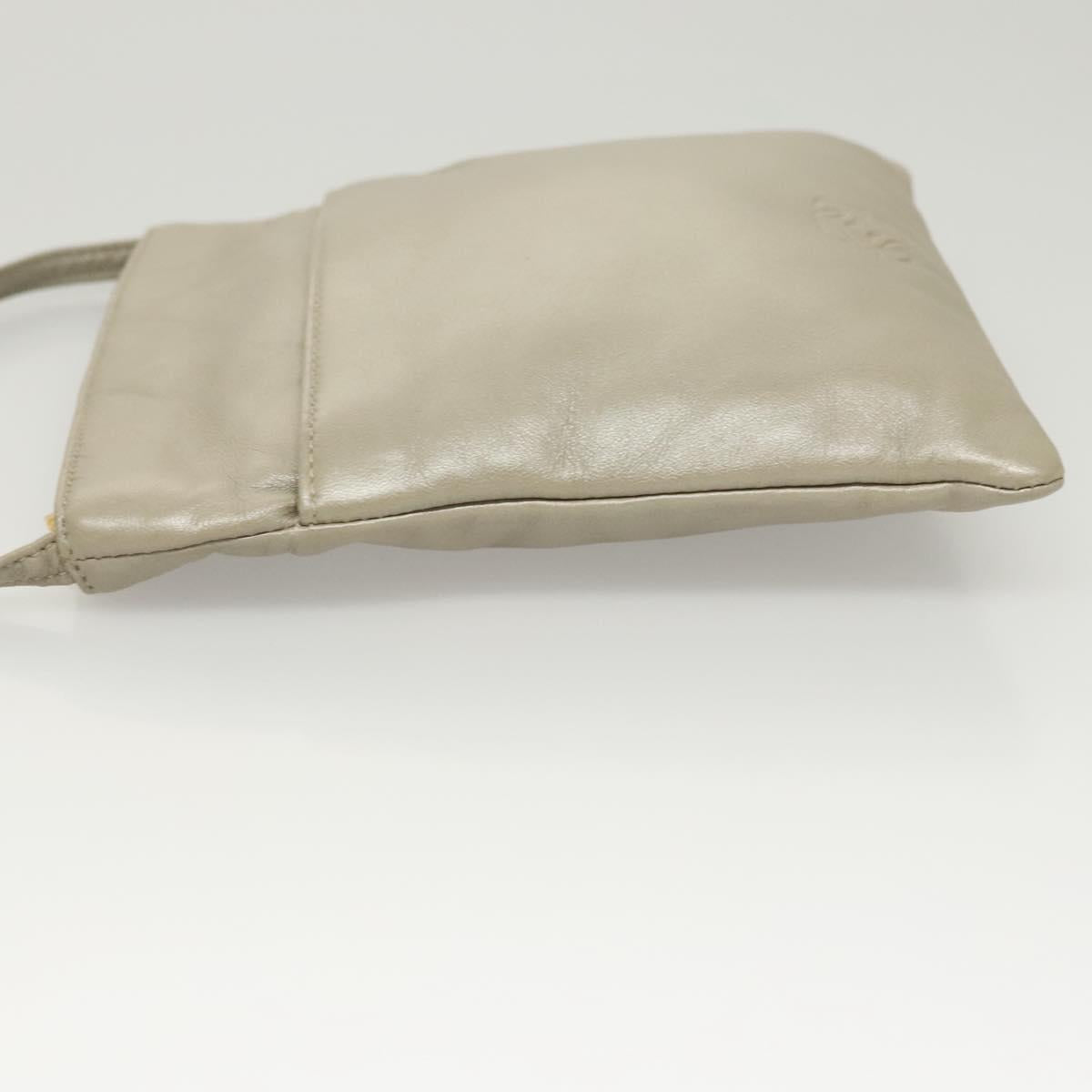 LOEWE Shoulder Bag Leather Gray Gold Auth 118663