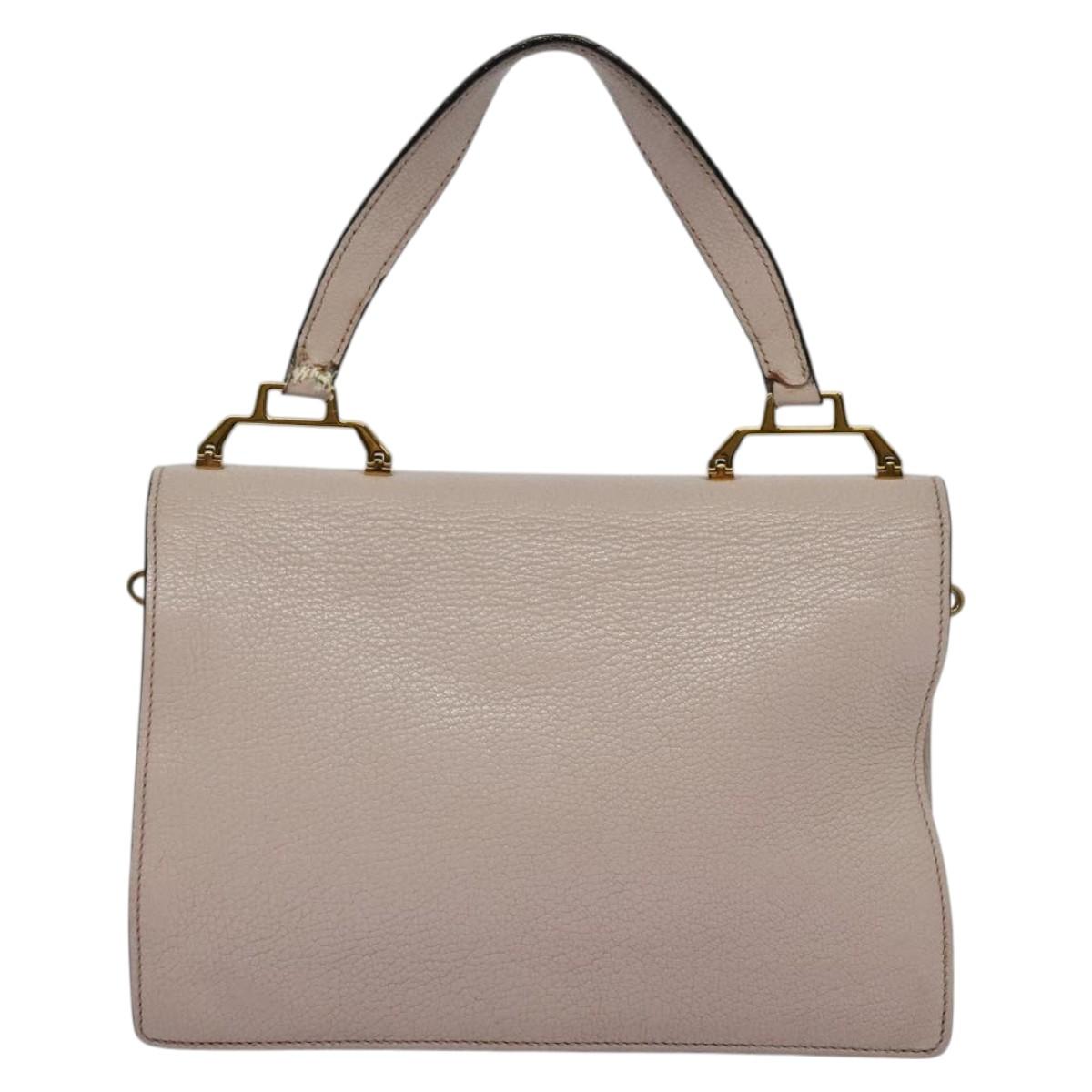 Miu Miu Hand Bag Leather 2way Pink Gold Auth 118666