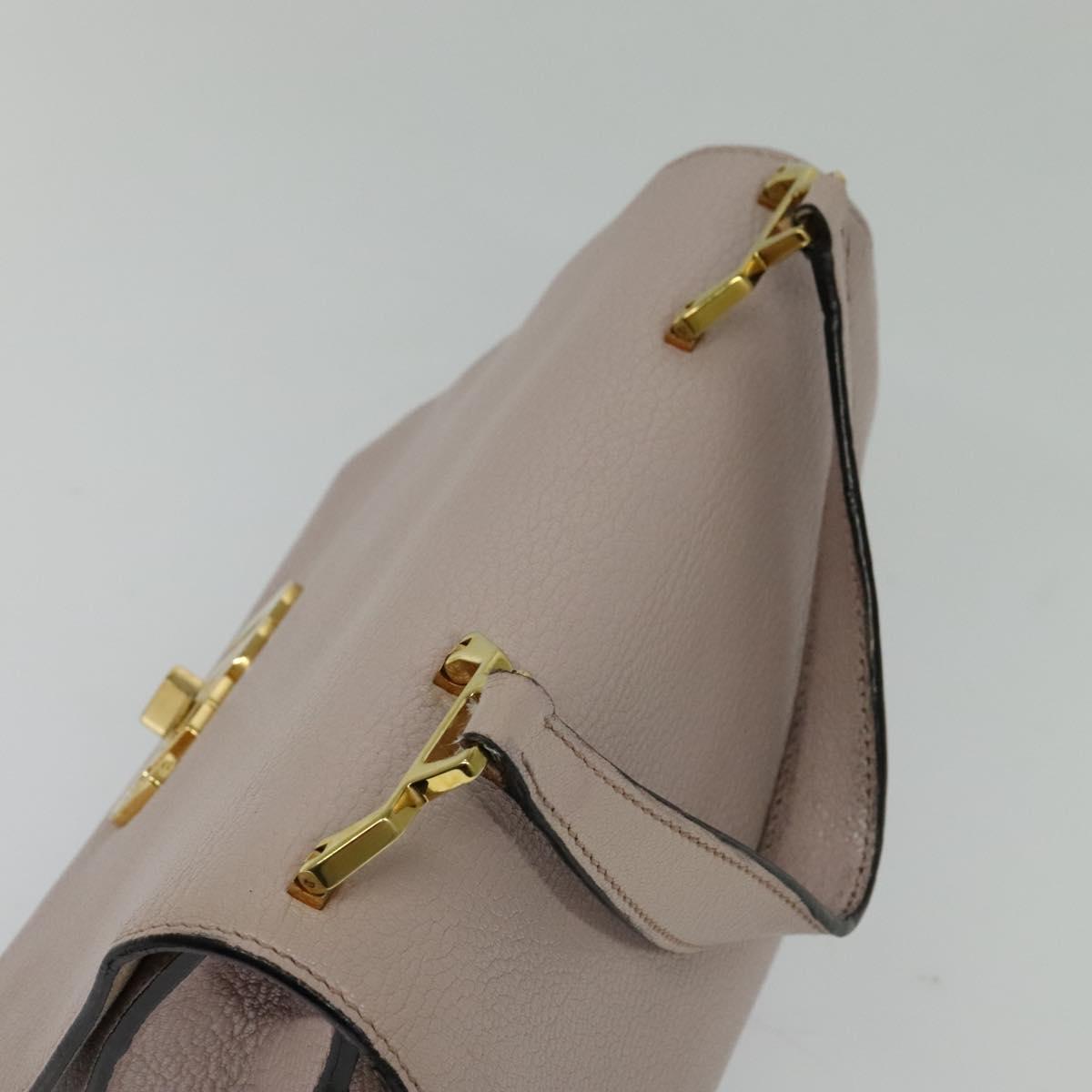 Miu Miu Hand Bag Leather 2way Pink Gold Auth 118666