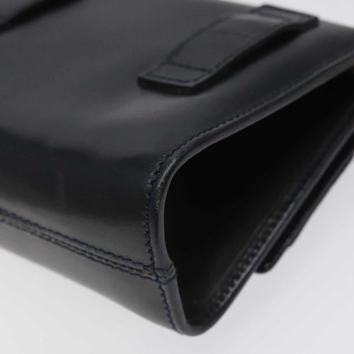 Salvatore Ferragamo Gancini Chain Shoulder Bag Leather Black Gold Auth 118668