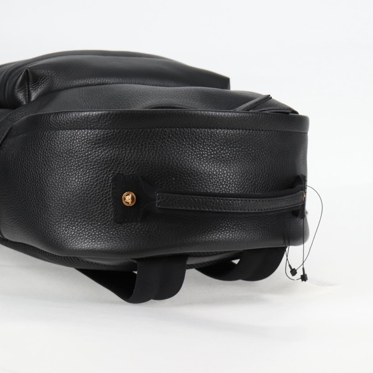 VERSACE Backpack Leather Black Gold Auth 118682V