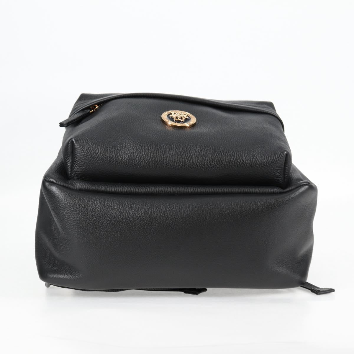 VERSACE Backpack Leather Black Gold Auth 118683V