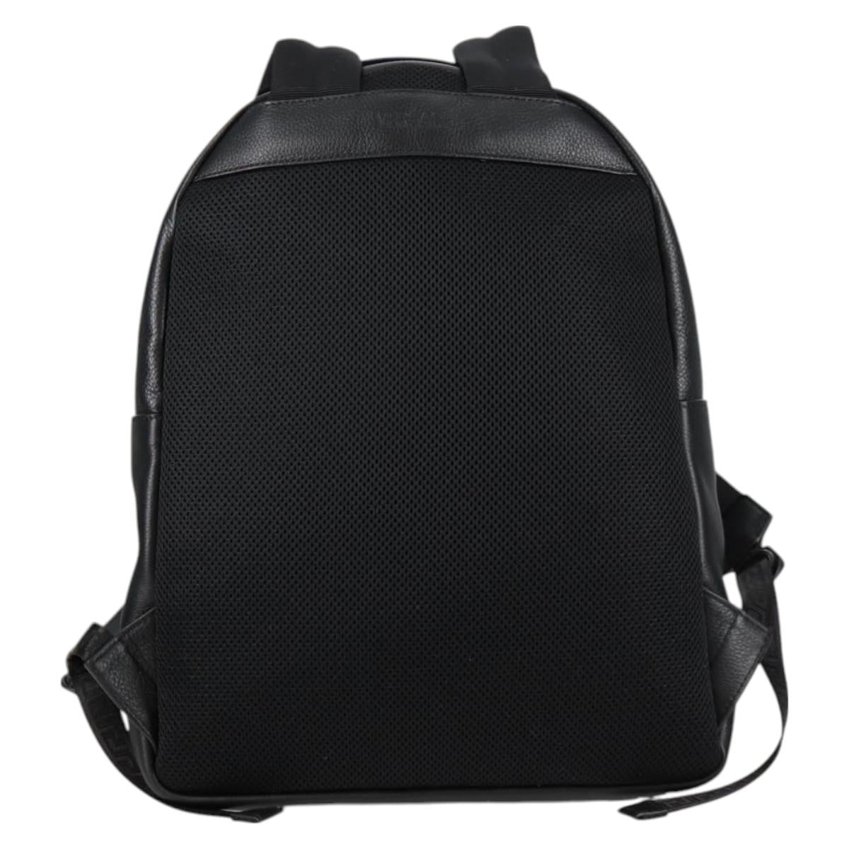 VERSACE Backpack Leather Black Gold Auth 118683V