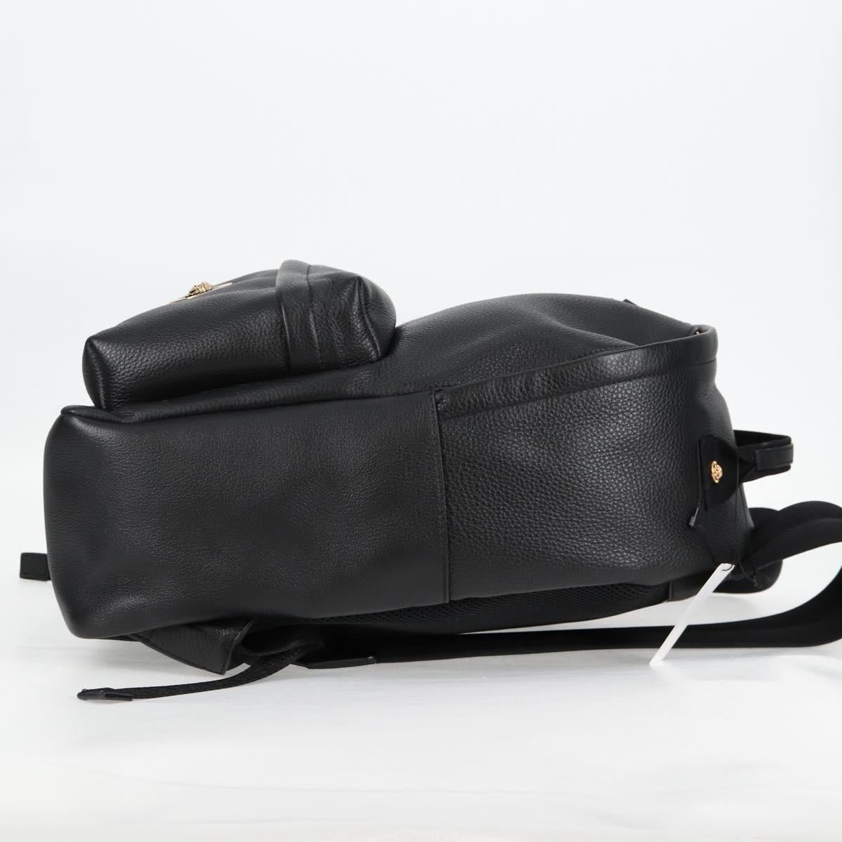 VERSACE Backpack Leather Black Gold Auth 118683V