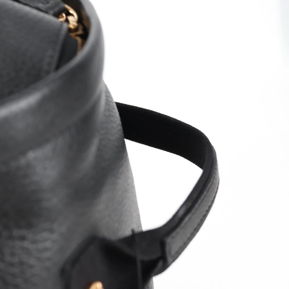 VERSACE Backpack Leather Black Gold Auth 118683V