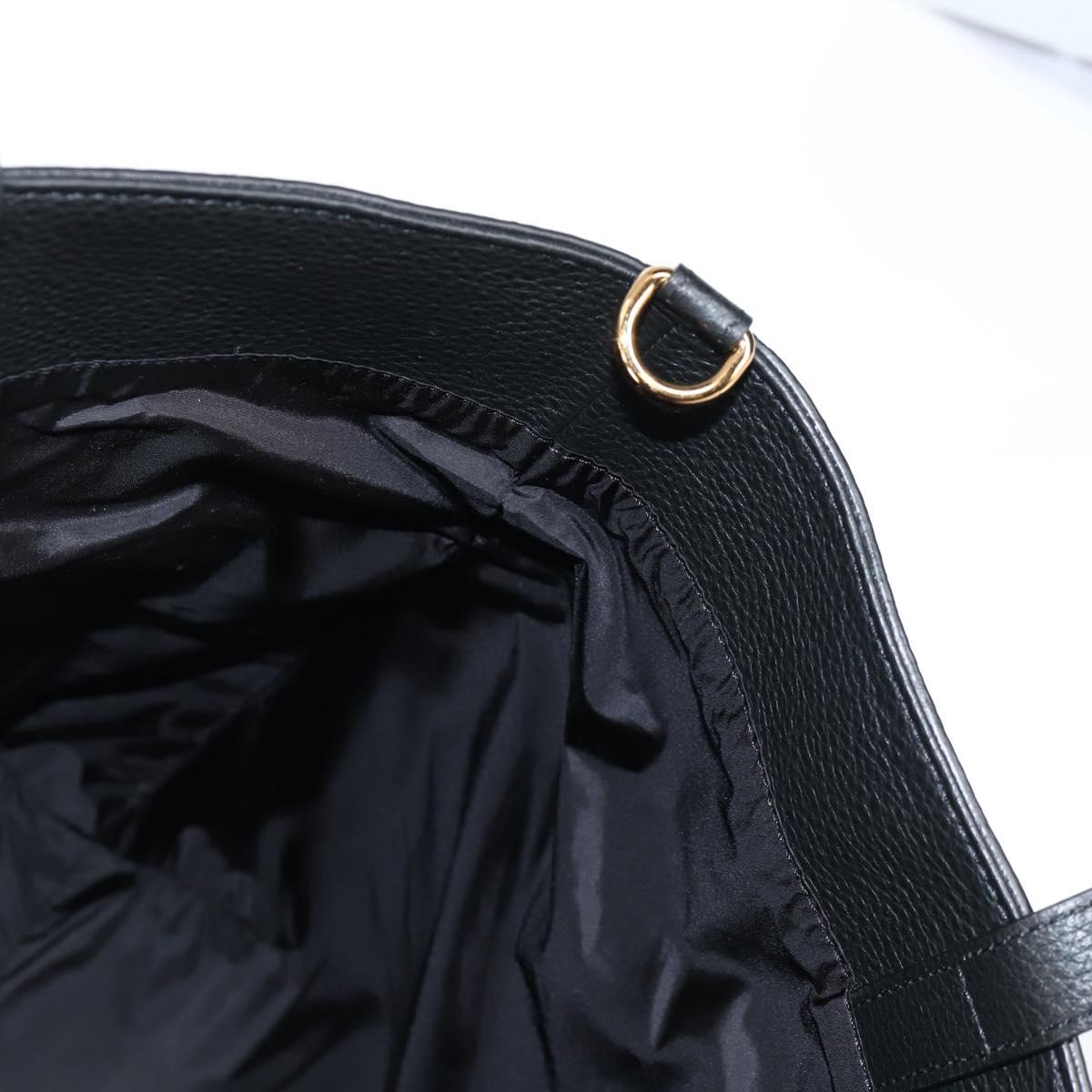 VERSACE Tote Bag Leather 2way Black Gold Auth 118688V