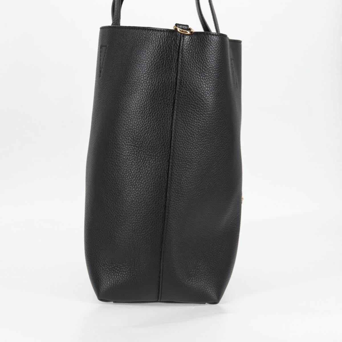 VERSACE Tote Bag Leather 2way Black Gold Auth 118688V