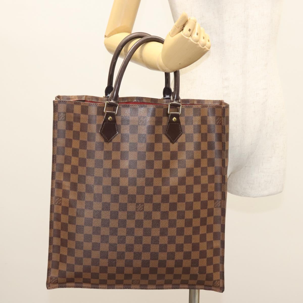 LOUIS VUITTON Damier Ebene Sac Plat Hand Bag N51140 LV Auth 118710