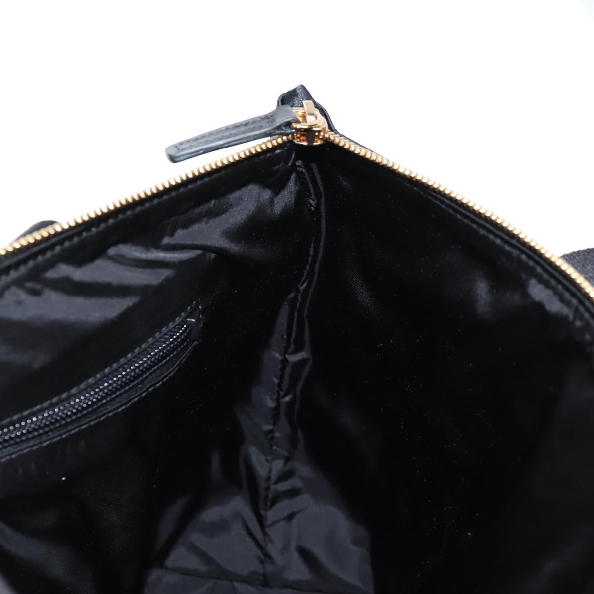 VERSACE Hand Bag Nylon 2way Black Gold Auth 118725V