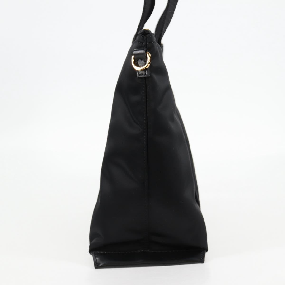 VERSACE Hand Bag Nylon 2way Black Gold Auth 118725V