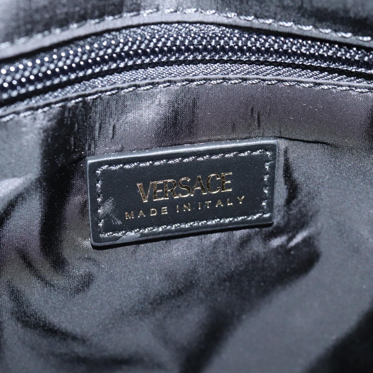 VERSACE Hand Bag Nylon 2way Black Gold Auth 118726V