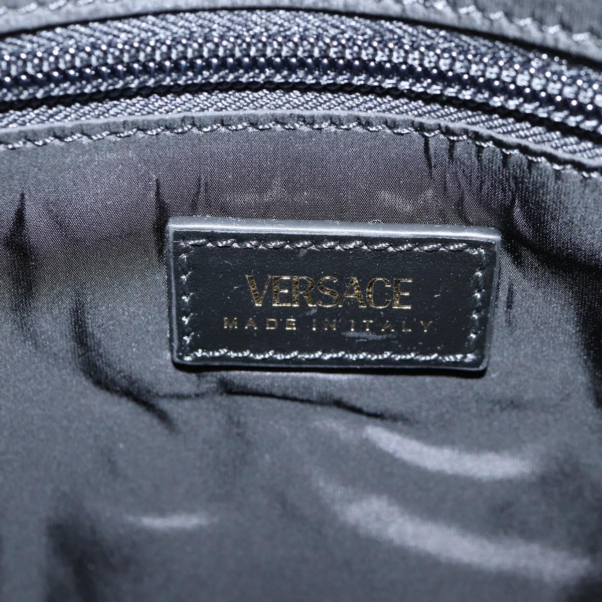 VERSACE Hand Bag Nylon 2way Black Gold Auth 118727V