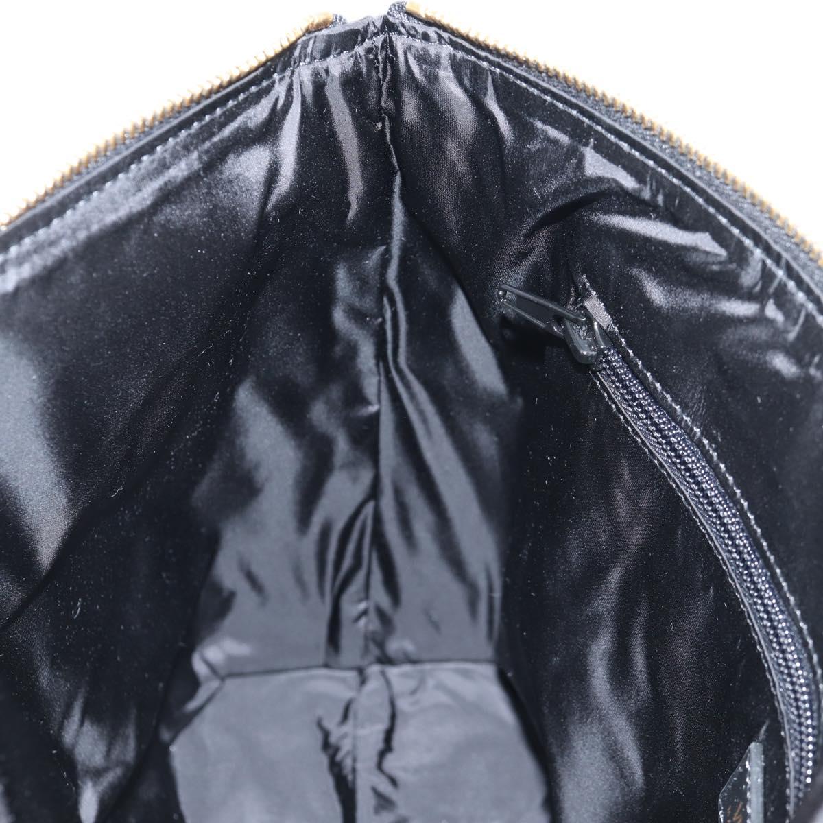 VERSACE Hand Bag Nylon 2way Black Gold Auth 118727V