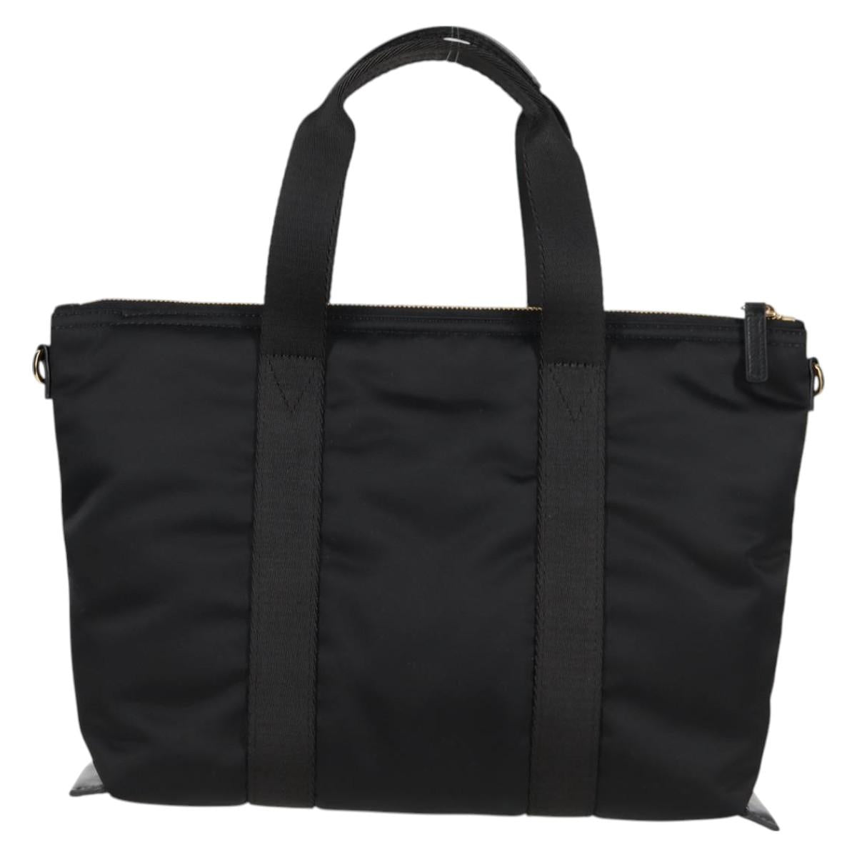 VERSACE Hand Bag Nylon 2way Black Gold Auth 118727V