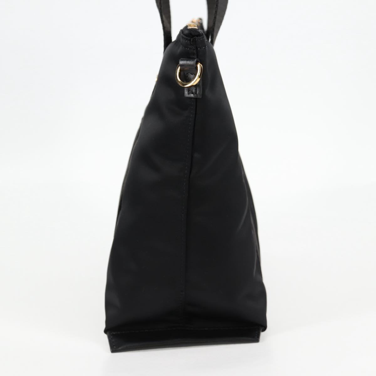 VERSACE Hand Bag Nylon 2way Black Gold Auth 118727V