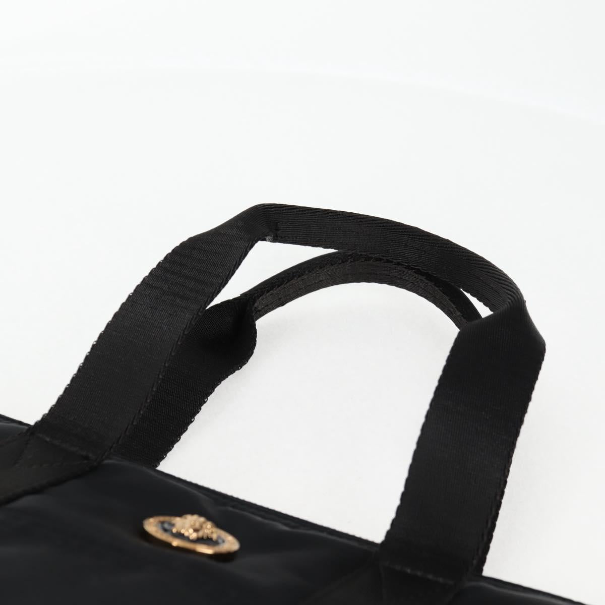 VERSACE Hand Bag Nylon 2way Black Gold Auth 118727V