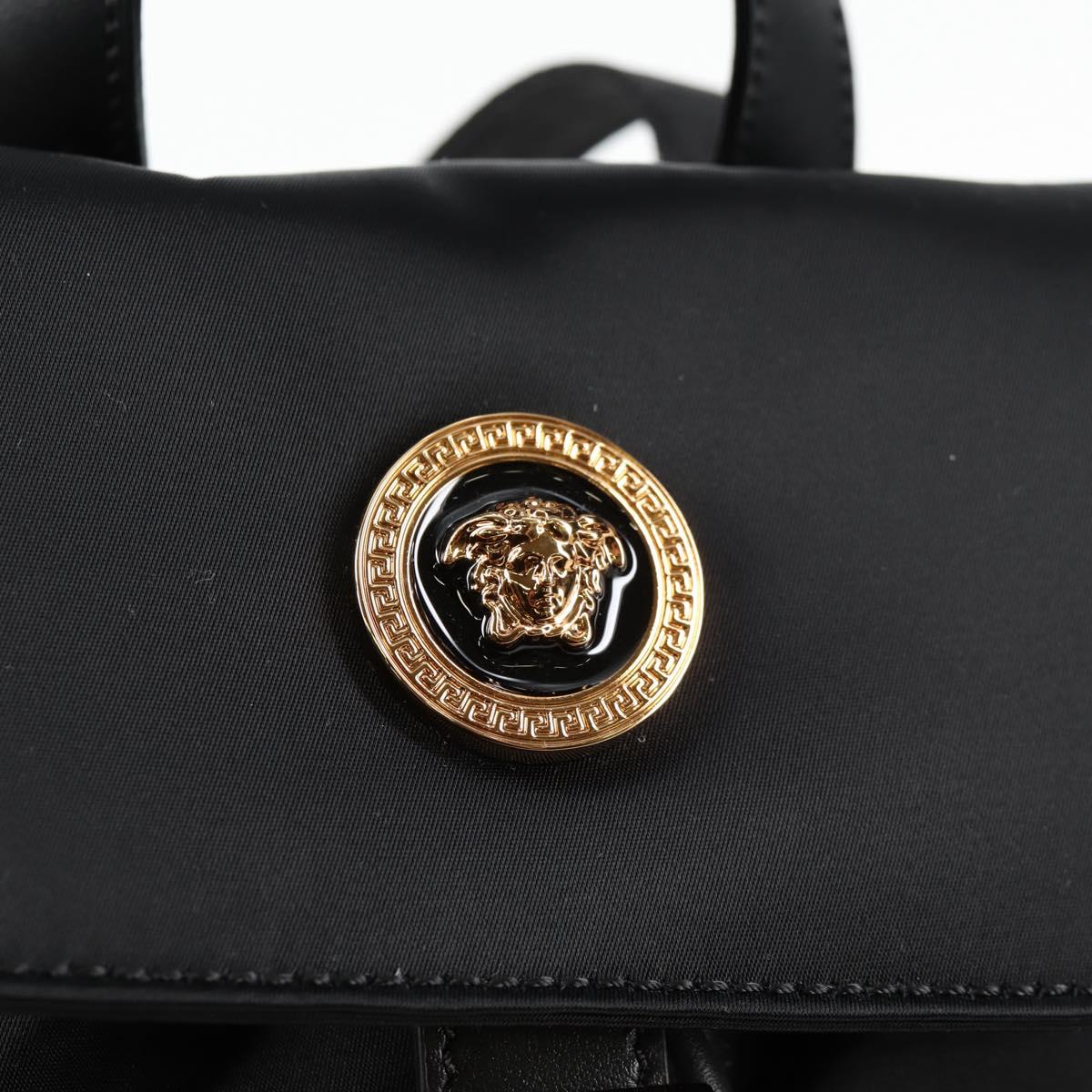 VERSACE Backpack Nylon Black Gold Auth 118729V