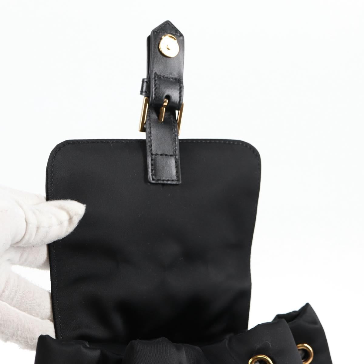 VERSACE Backpack Nylon Black Gold Auth 118729V