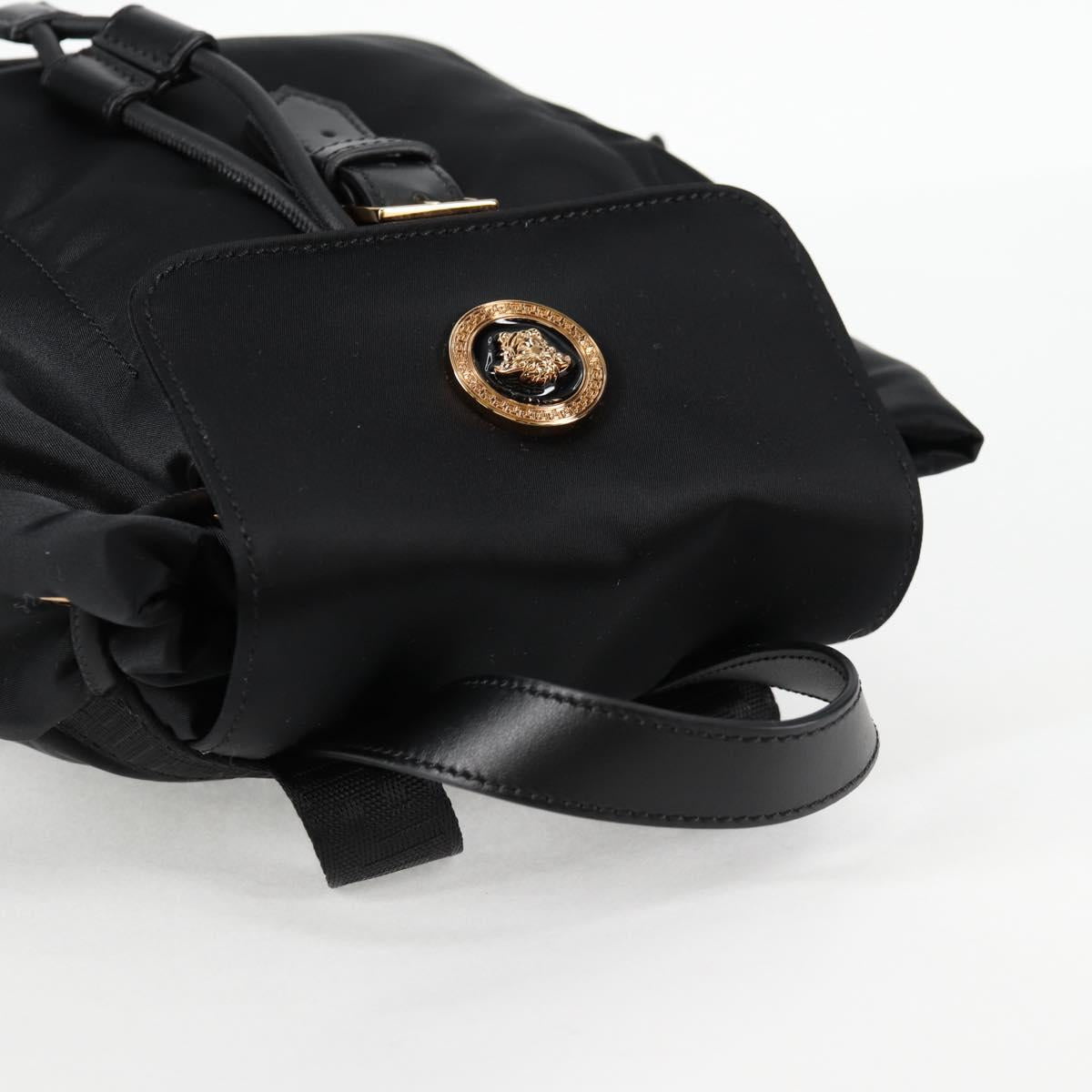 VERSACE Backpack Nylon Black Gold Auth 118729V