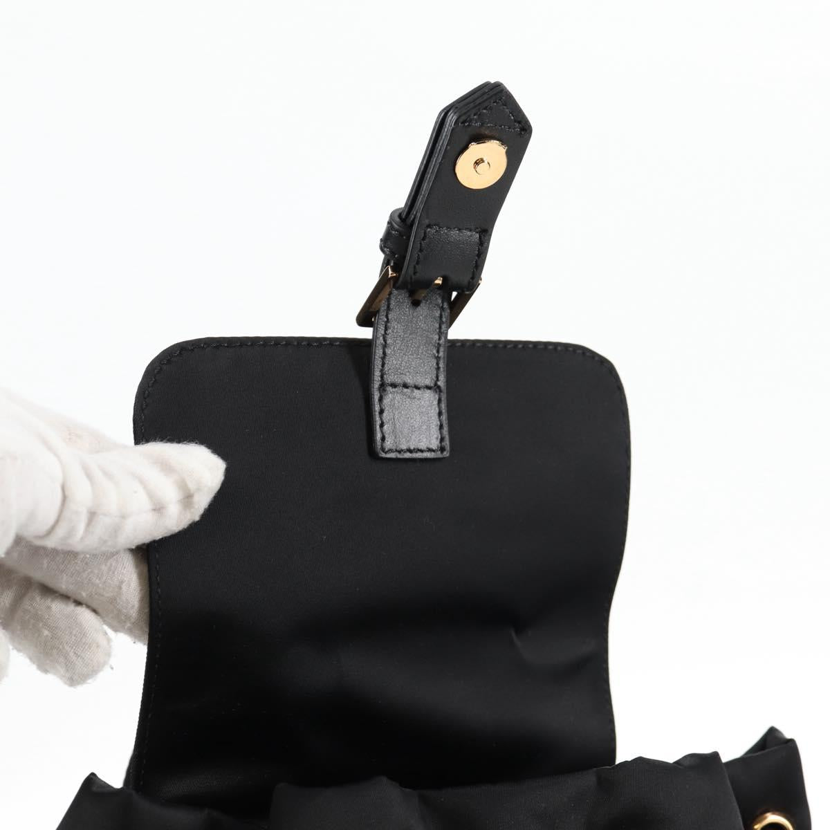 VERSACE Backpack Nylon Black Gold Auth 118730V